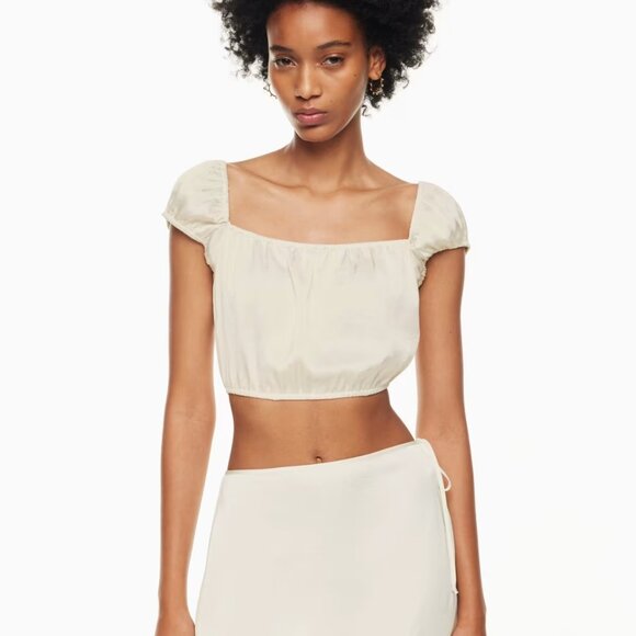 NWT Medium Black Wilfred Aritzia Ethereal Satin Blouse - Picture 8 of 8